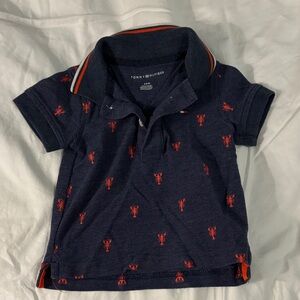 Tommy Hilfiger Kids Polo Shirt in Navy with Red Lobster Print